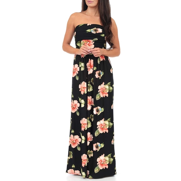 DONATED! Strapless Maternity Maxi Dress Floral Medium NWOT! - Picture 6 of 7
